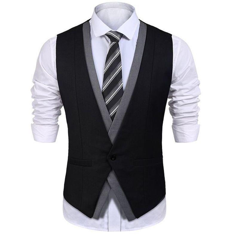 One Button Mens Wedding Vest Groom Vests Custom Business Suit Vest Mens ...