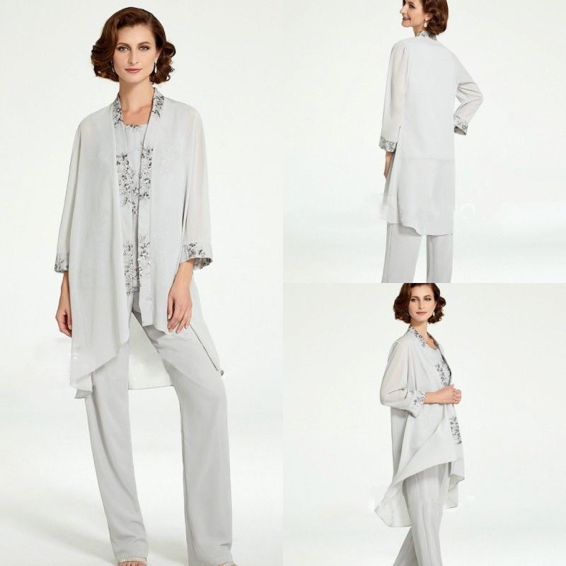 silver mother of the bride pant suits