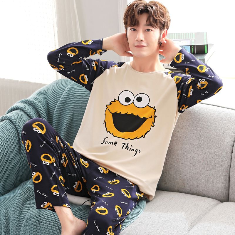Yidanna Men Pajamas Set Cotton Sleepwear Cartoon Print Nightwear Long Sleeved Sleep Clothing Casual Nighties Autumn Yidanna Men Pajamas Set Cotton Sleepwear Cartoon Print Nightwear Long Sleeved Sleep Clothing Casual Nighties Autumn