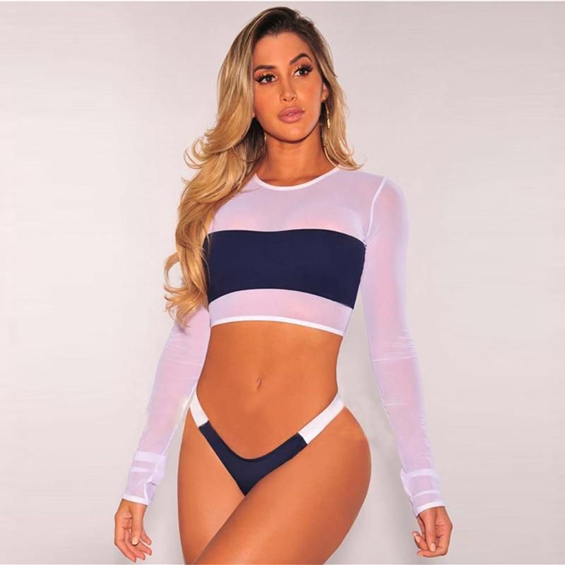 mesh long sleeve bathing suit