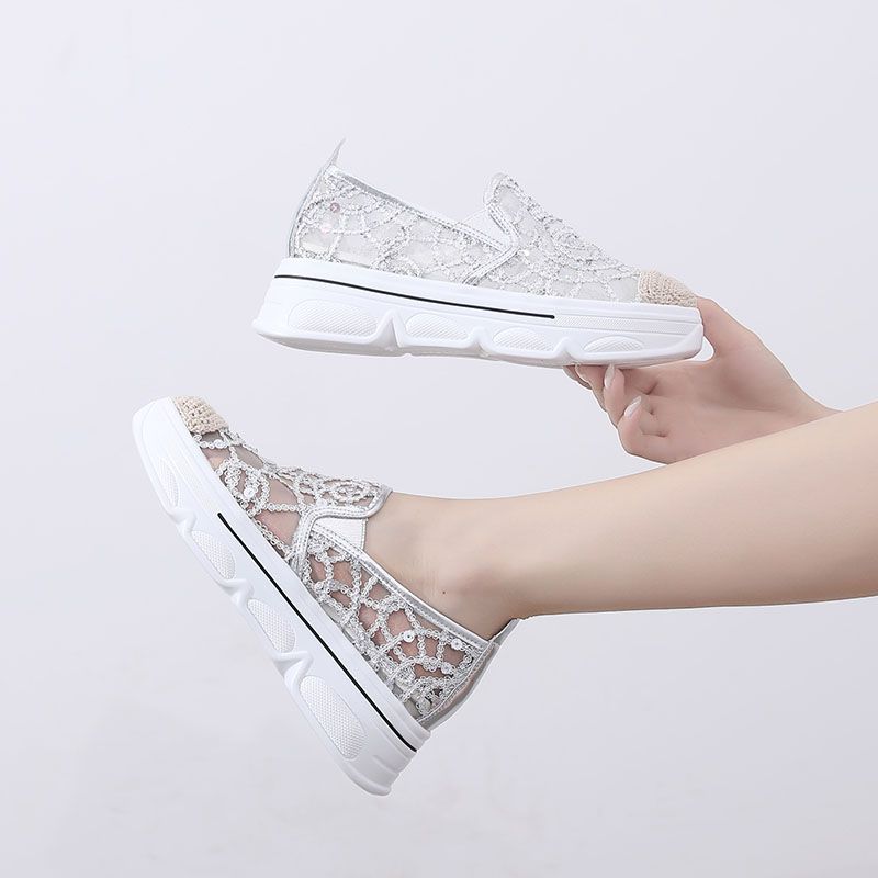 gold slip on tennis shoes