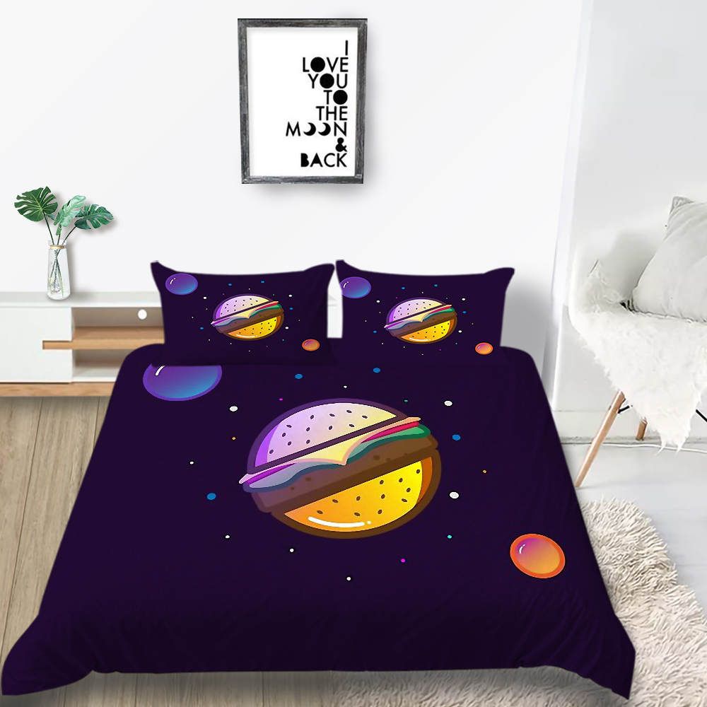 Hamburger Planet Bedding Set For Kids Creative Cute Duvet Cover