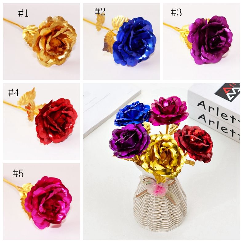 Romantic 24K Golden Rose Flower Wedding Festive Decoration Gift Without Box 