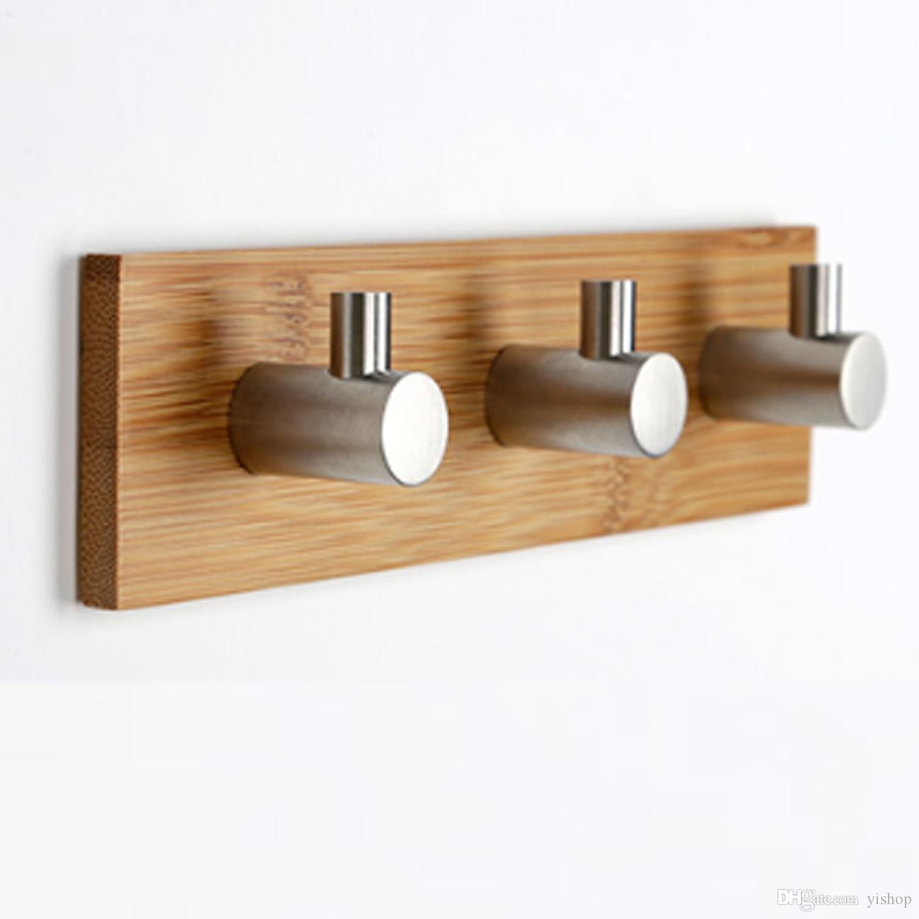 Grosshandel 3 Haken Kleiderhaken Holz 304 Edelstahl Wand Mantel