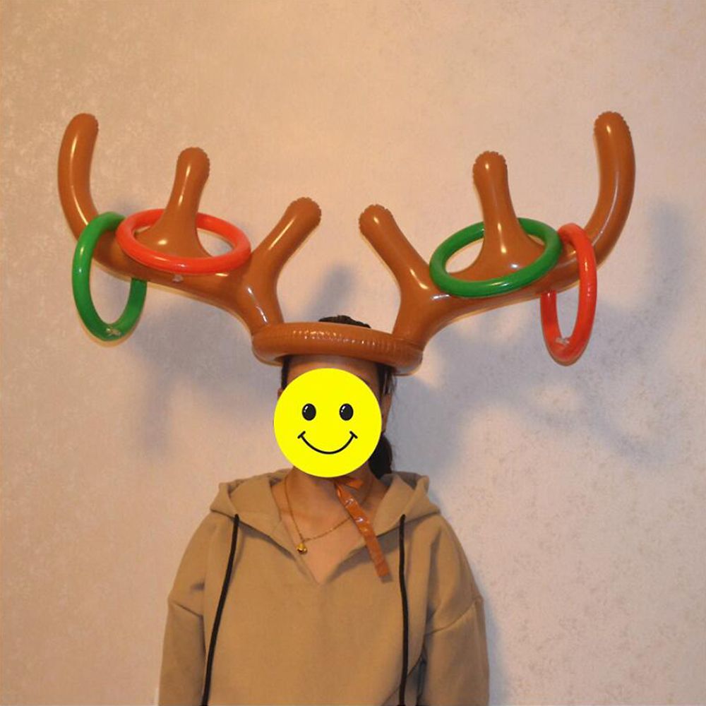 Inflatable Reindeer Christmas Hat Antler Ring Toss Party Game Xmas Toy Props UK