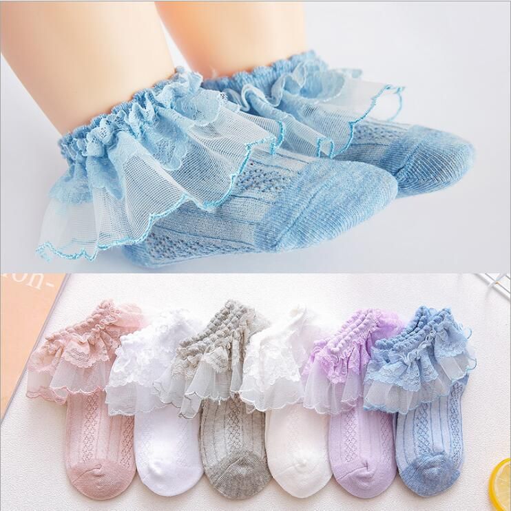 Baby Socks Kids Lace Mesh Boat Socks Summer Ruffle Sock Slippers Solid