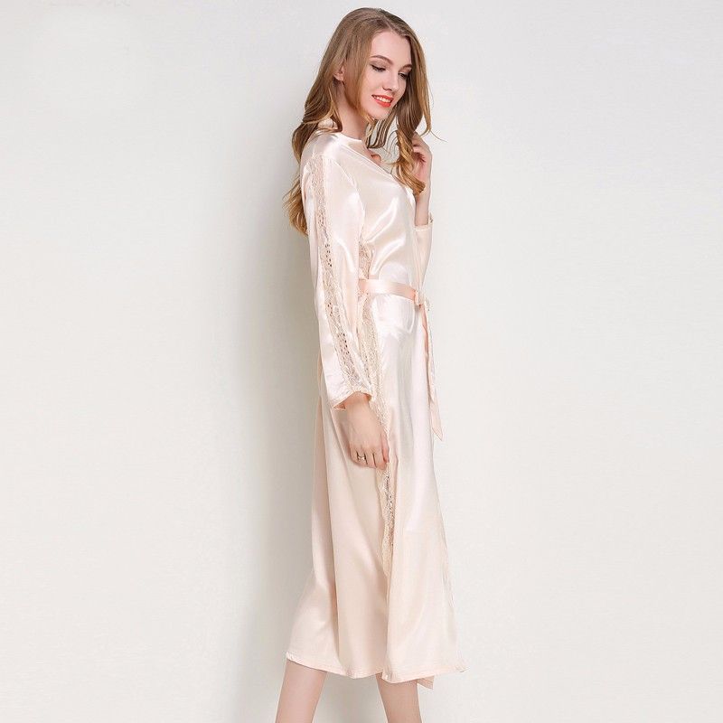 long sleeve satin nightgown