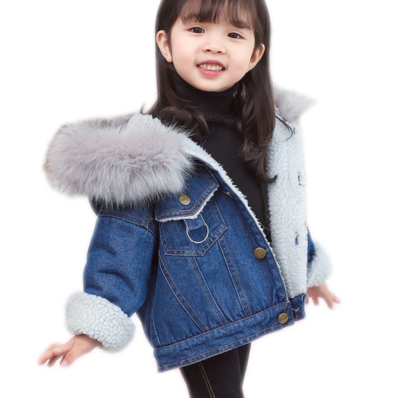 denim fur jacket for baby girl