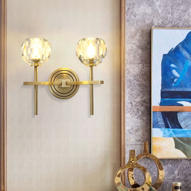 Modern Crystal LED Wall Light Sconce Bedroom Bedside Hallway Mounted Base Lamps