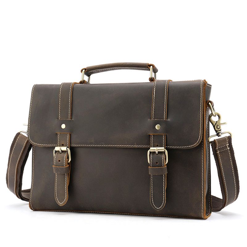 Color : Coffee Color Messenger /& Shoulder Bags Mens Leather Business Briefcase Leisure Satchel Handbag for 13/”Laptop Messenger Bag