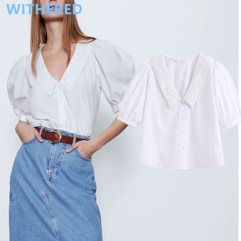 Compra Davedi Inglaterra Vendimia Popelina Bordado Elegantes Blusas Mujer  De Moda 2020 Mujeres Camisa De La Blusa Corta Tops Para Mujer Y Blusas  Barato | Entrega Rápida Y Calidad | Es.Dhgate