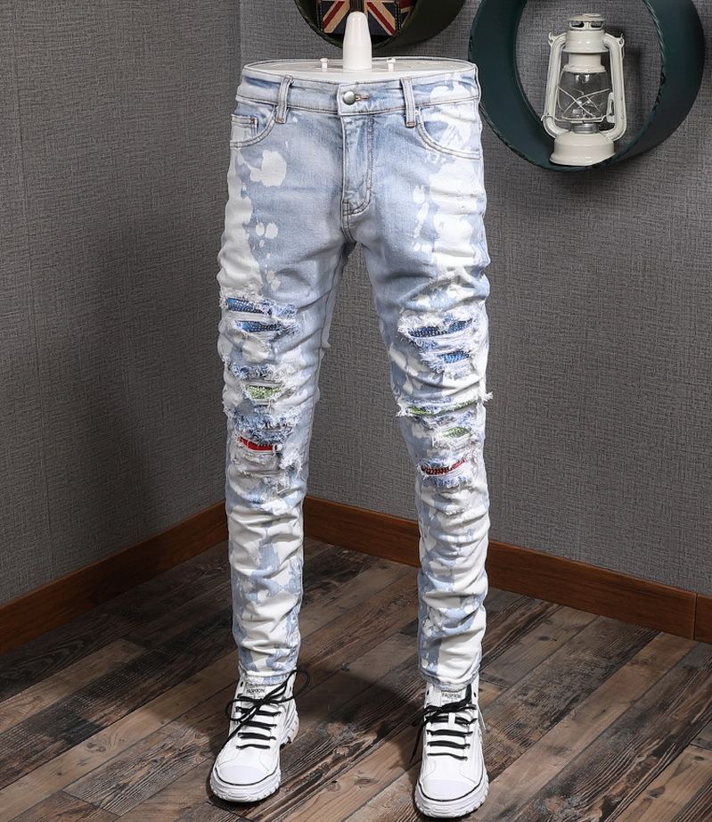 Compra Desvanecimiento Lavado Vaquero Nueva Moda Jeans Hombre Bordado  Rhinestone Parches Stitch Flyny Fit Denim Pantalones Barato | Entrega  Rápida Y Calidad | Es.Dhgate