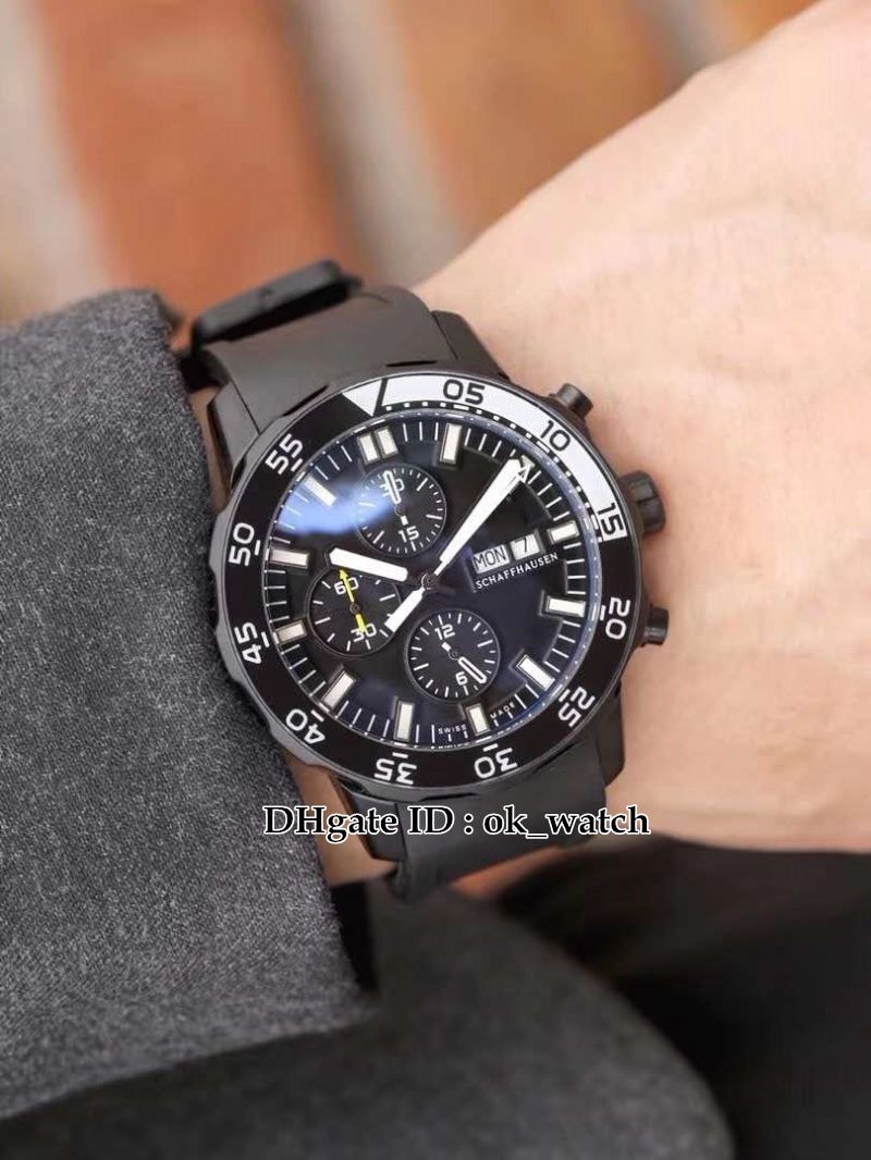 9 Styles NEW IW376705 Automatic Mens Watch Black Dial Rubber Strap PVD  Black Steel Case Gents Chronograph Sport Watches Multifunction Watch From  Ok_watch, $108.78 | DHgate.Com