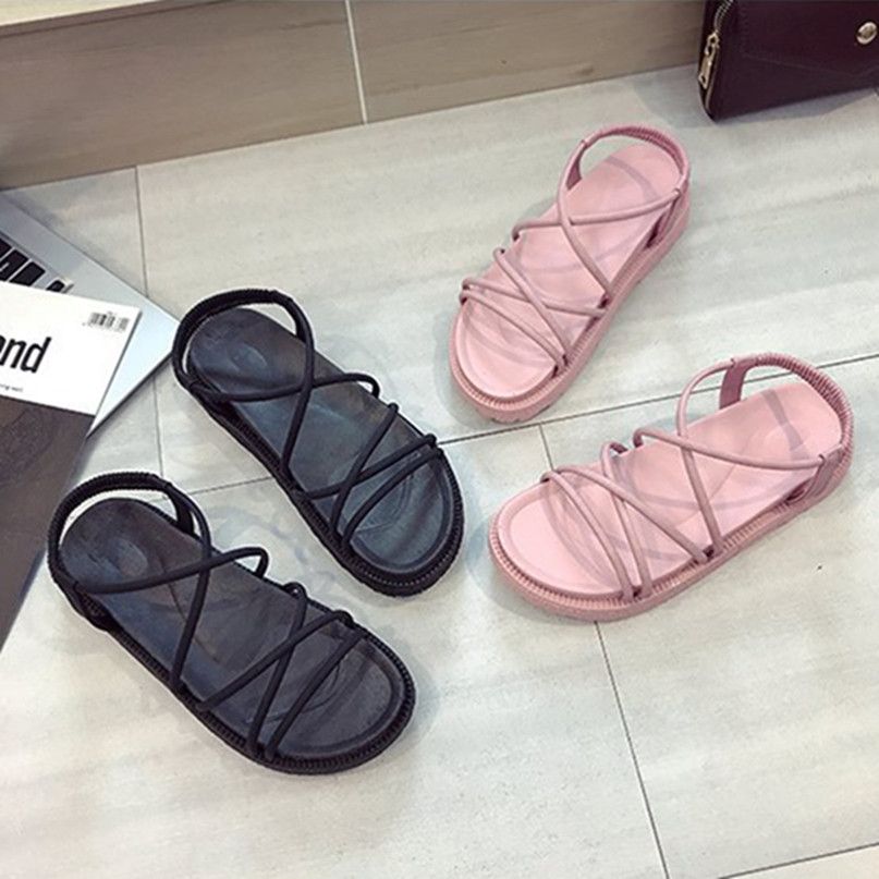 Women Summer Sandals Slippers Plus Size Beachwear Sandals Elastic Band Joker Outside Home Jelly 