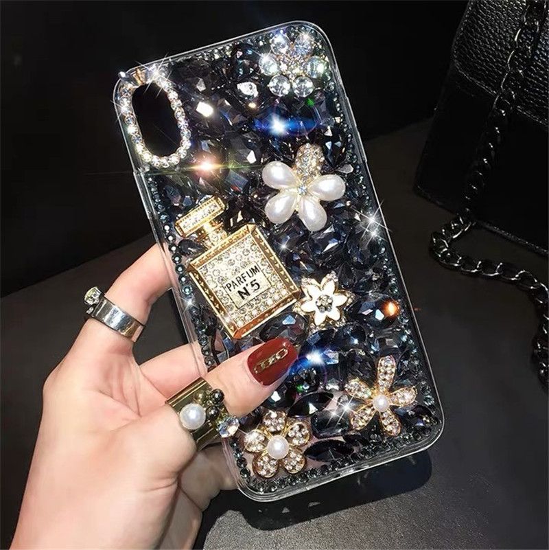 Fashion Perfume Bottle Rhinestone Mobile Phone Case Iphone 11 Pro 11 Xsmax Xr Xs X 7p 8p 6 6sp Designer Luxury Phone Case3 Design Cell Phone Case Heavy Duty