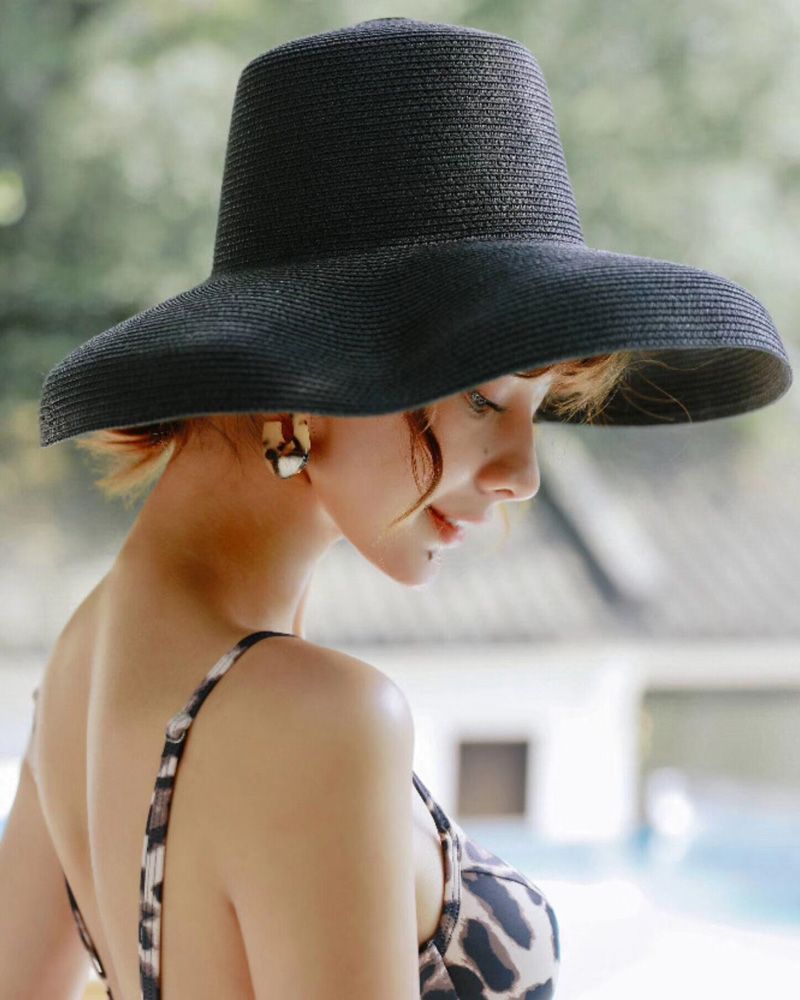 2019 hecho a blanco negro vendido sombreros de para mujeres de paja