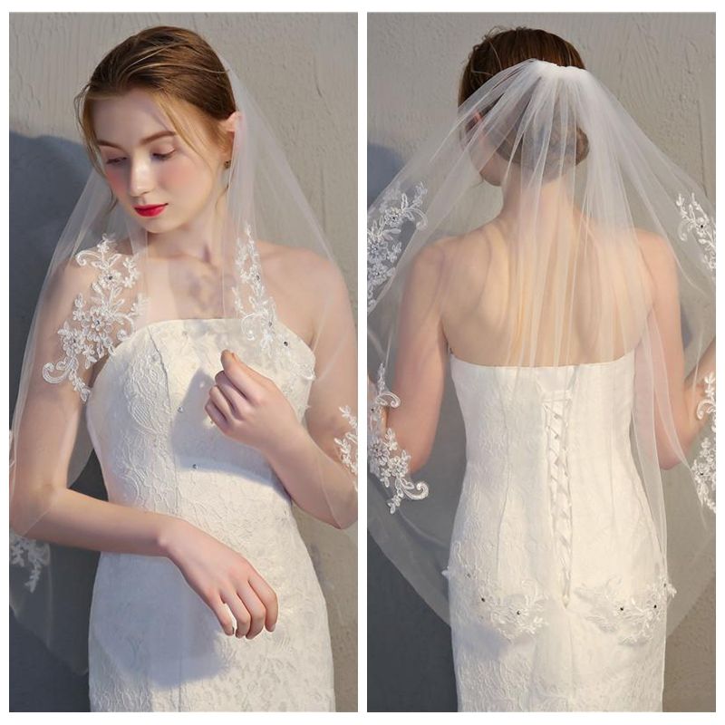 short wedding dress and veil