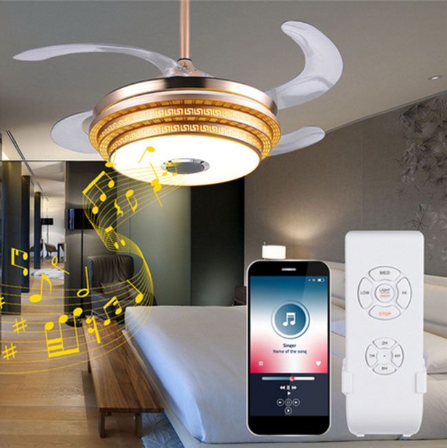 LED Ceiling Fan RGB Remote Control Fan Bedroom Radiator Living-XXL 