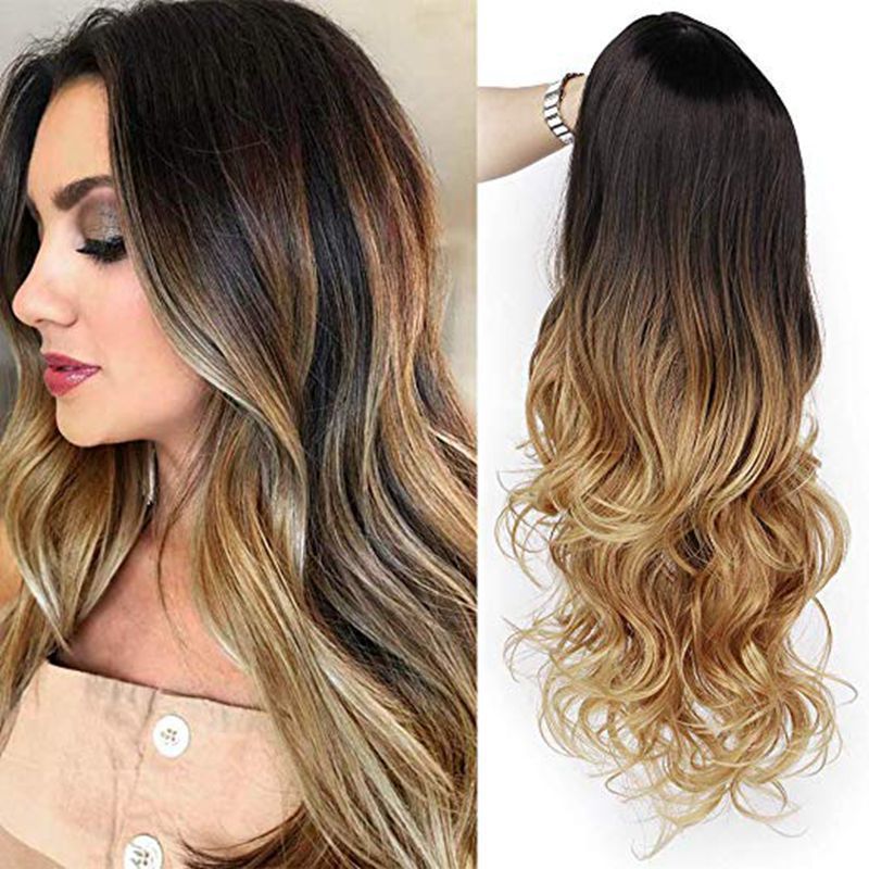 Compre Venta Caliente Del Pelo Tricolor Cambio Gradual Peluca Mujer Cabello Largo Y Rizado Ola Grande Cubrir Productos En Stock C18122901 A 41 32 Del Shen8416 Dhgate Com