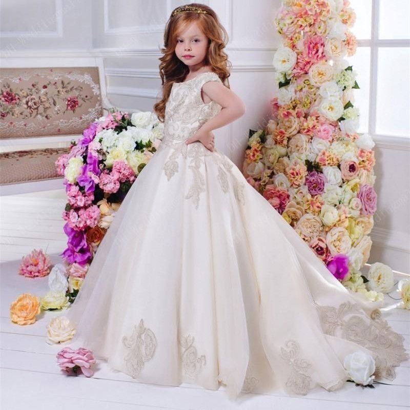 floral lace flower girl dress