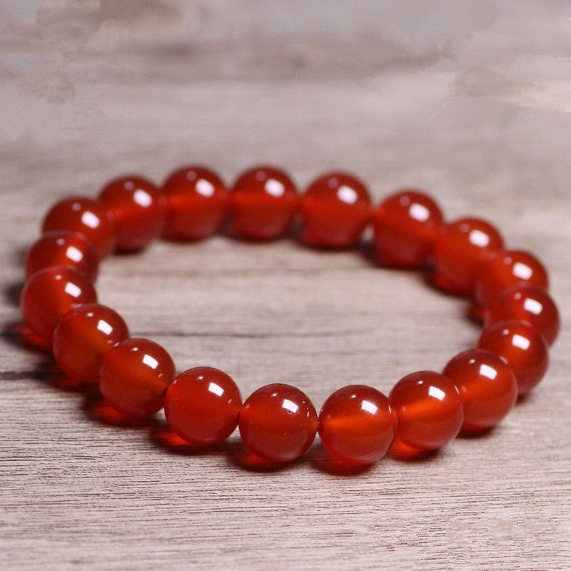 Onyx Women's Bead Stretch Bracelet-Black Red and White Natural Stone-Agate Coral-Women's Jewelry-Women's Accessory-Gift-B83 Quartz