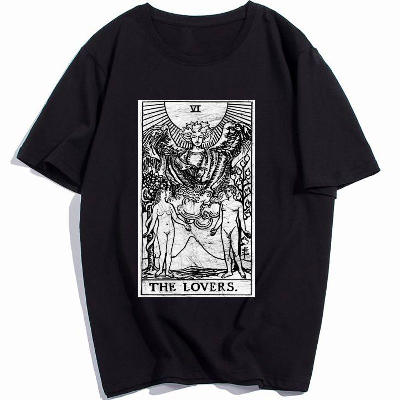 Acheter Les Amants Carte Tarot Arcanes Majeurs Predire Lavenir Occulte Hommes T Shirt Fou T Shirt De Coton Dimpression De 14 1 Du Trustrr Fr Dhgate Com