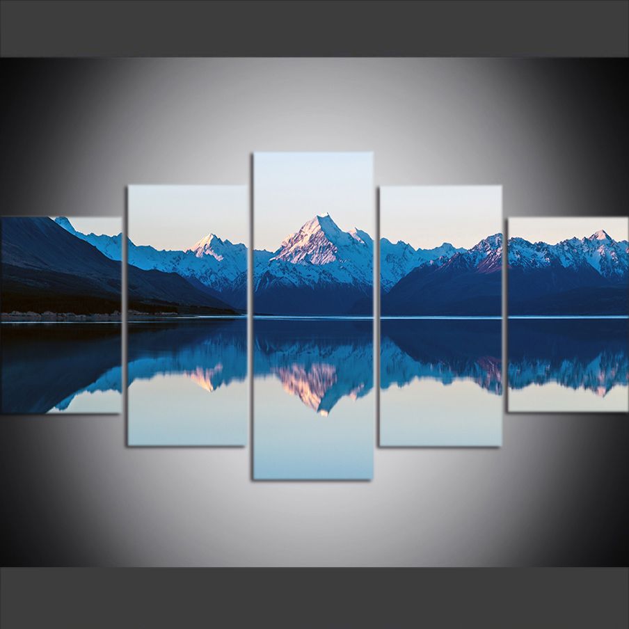 Grosshandel 5 Stuck Grosse Grosse Leinwand Wandkunst Bilder Kreative Bergsee Reflexion Landschaft Kunstdruck Olgemalde Fur Wohnzimmer Dekor Von Home Textiles 12 47 Auf De Dhgate Com Dhgate