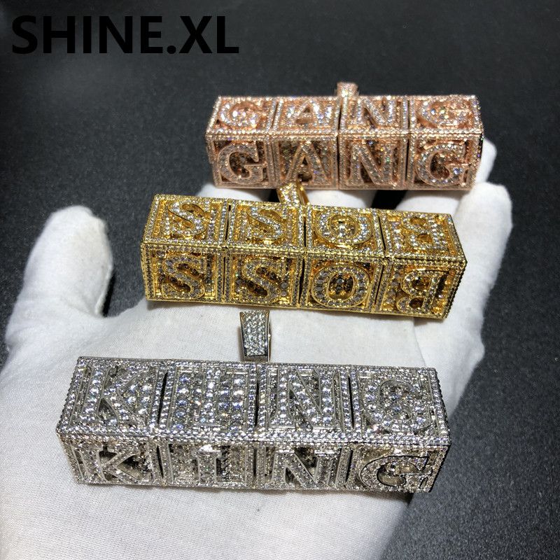 Nom 3D Cube Pendentif Pendentif Collier 