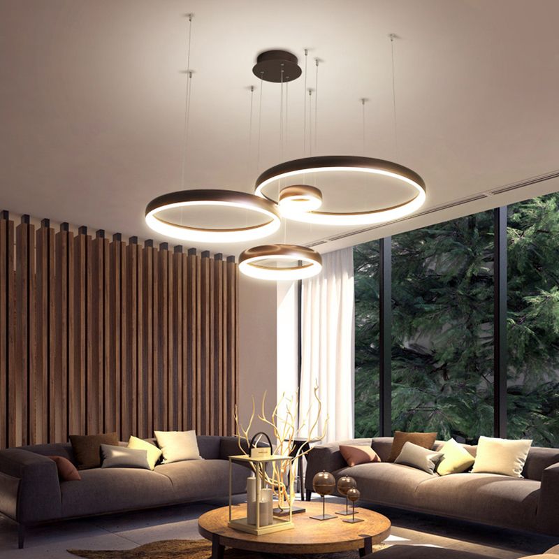 compre circel ring luces colgantes led modernas para sala de estar comedor tienda bar blanco cafe lampara colgante de color a 69 39 del qinqin342