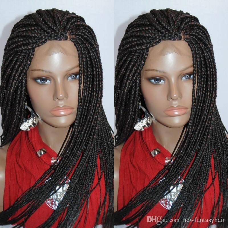 13 4 Lace Front Synthetic Wigs For Black Women 24inch African American Braided Black Wigs Long Tendy Lace Front Braid Wigs Ebony Wigs Half Wig From