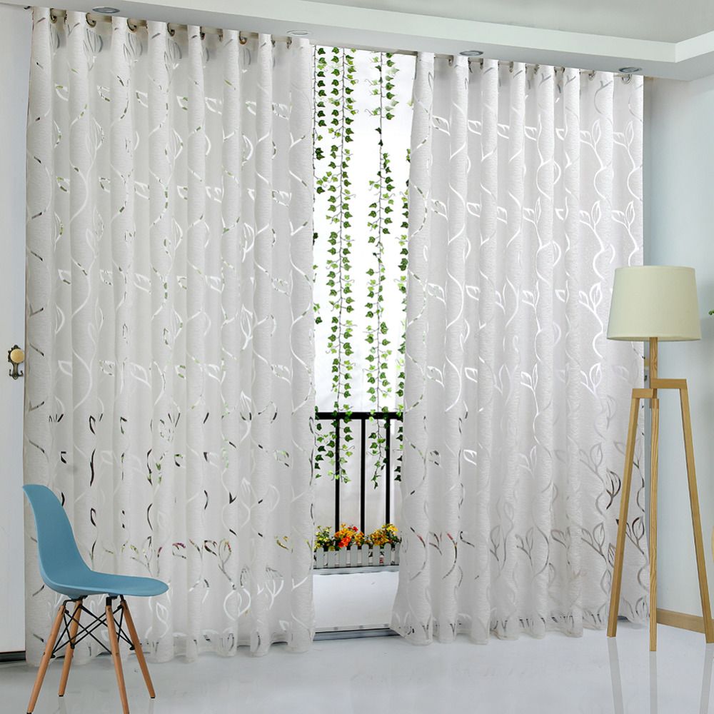 2021 Floral Vine Leaf Partition Curtain Polyester Modern Curtains For Living Room Balcony Window