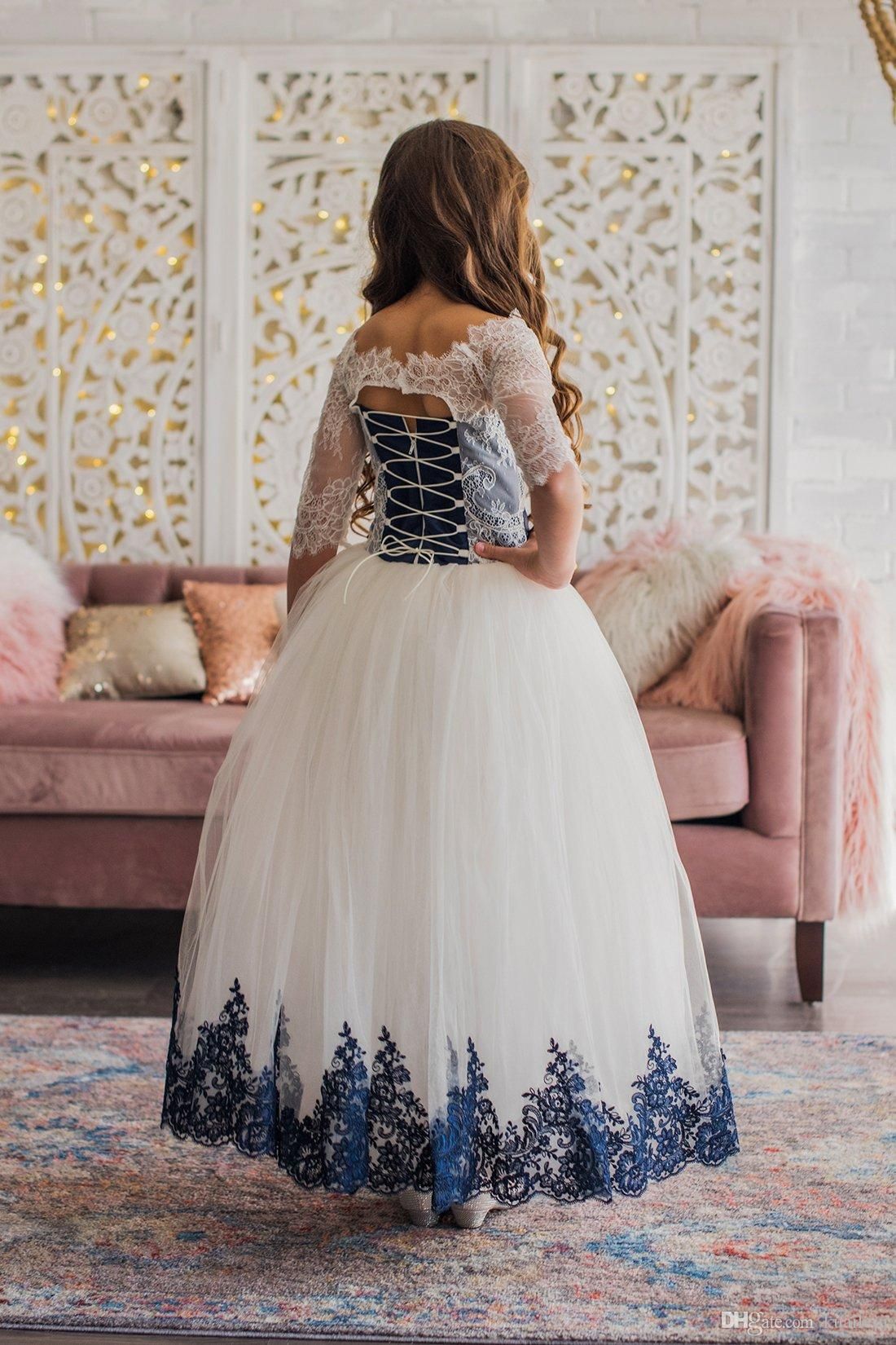 Lace R Girls Black And White Lace Flower Girl Dresses