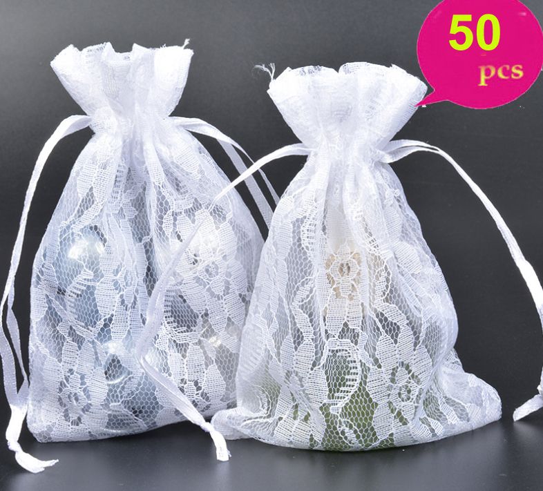 2021 10cmx15cm NEW Small White Lace Drawstring Bags DIY Gift Wedding