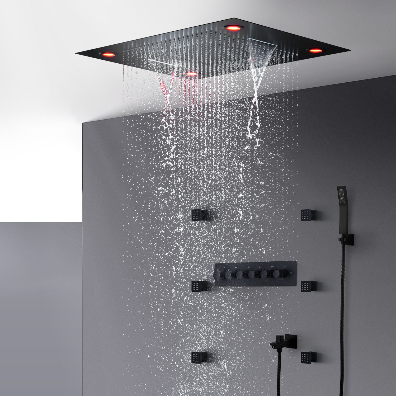 2020 Black Shower Set 2019 Modern Hotel Concealed Ceiling Shower