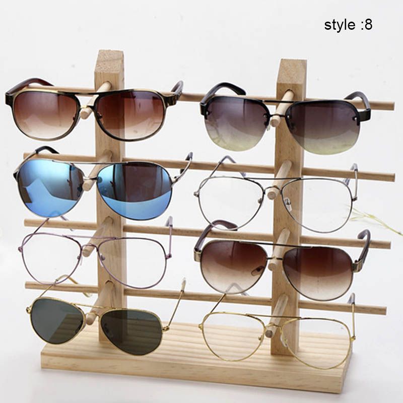 Includes Wood Base and Top Metal Frame and Mirror SU-36KD-WD 4-Sided Spinning Counter Sunglass Display Holds 36 Sunglasses