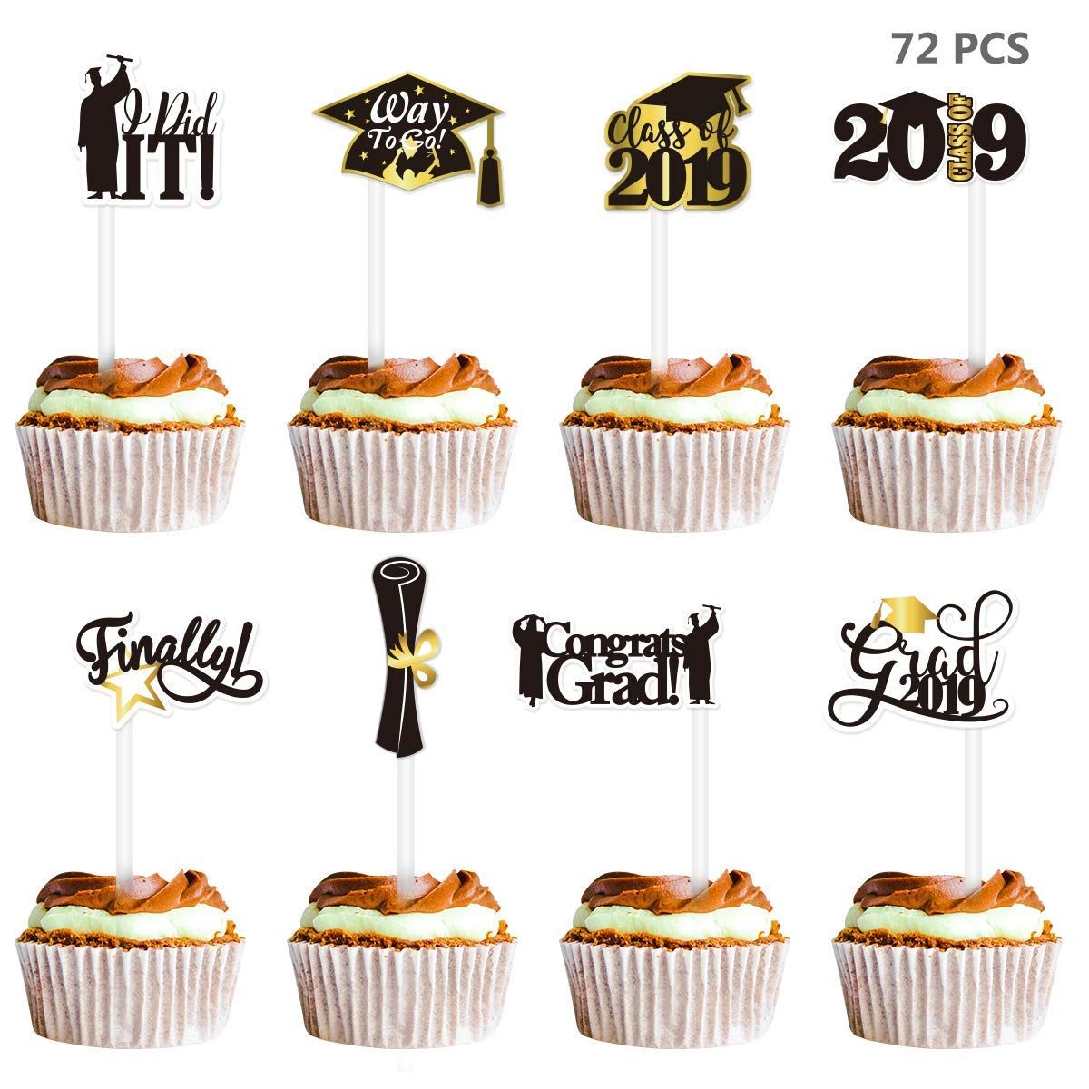 Compre 72x Graduacion Cupcake Toppers 2019 Decoraciones De La Fiesta De Graduacion Cake Topper Selecciones Toothpick Toppers Clase De 2019 Suministros De Fiesta De Graduacion A 16 34 Del Home De Es Dhgate Com