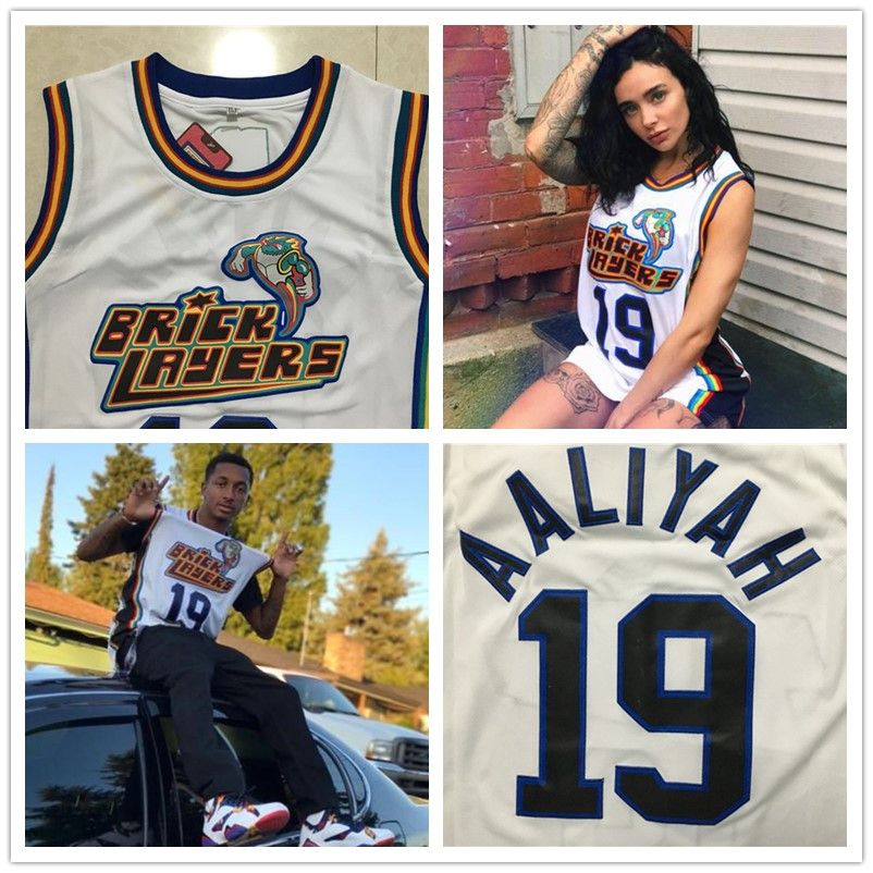 1996 MTV Rock N Jock Basketball Jersey Aaliyah #19 Brick Layers Stitched Sz  3XL - The Family Flips