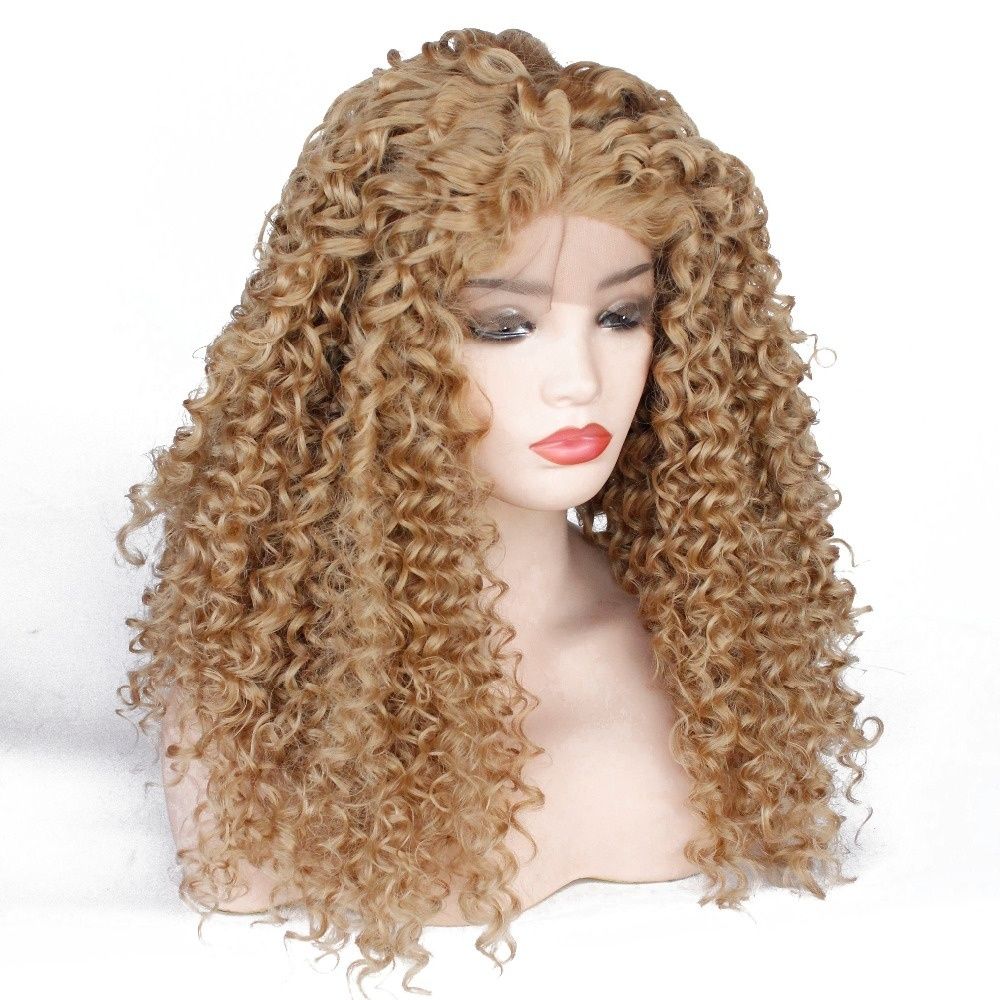 Fast Shipping Golden Honey Blonde Kinky Curly Hair Glueless
