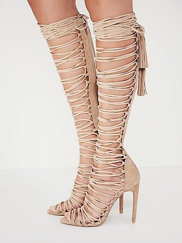 thigh high gladiator heel boots