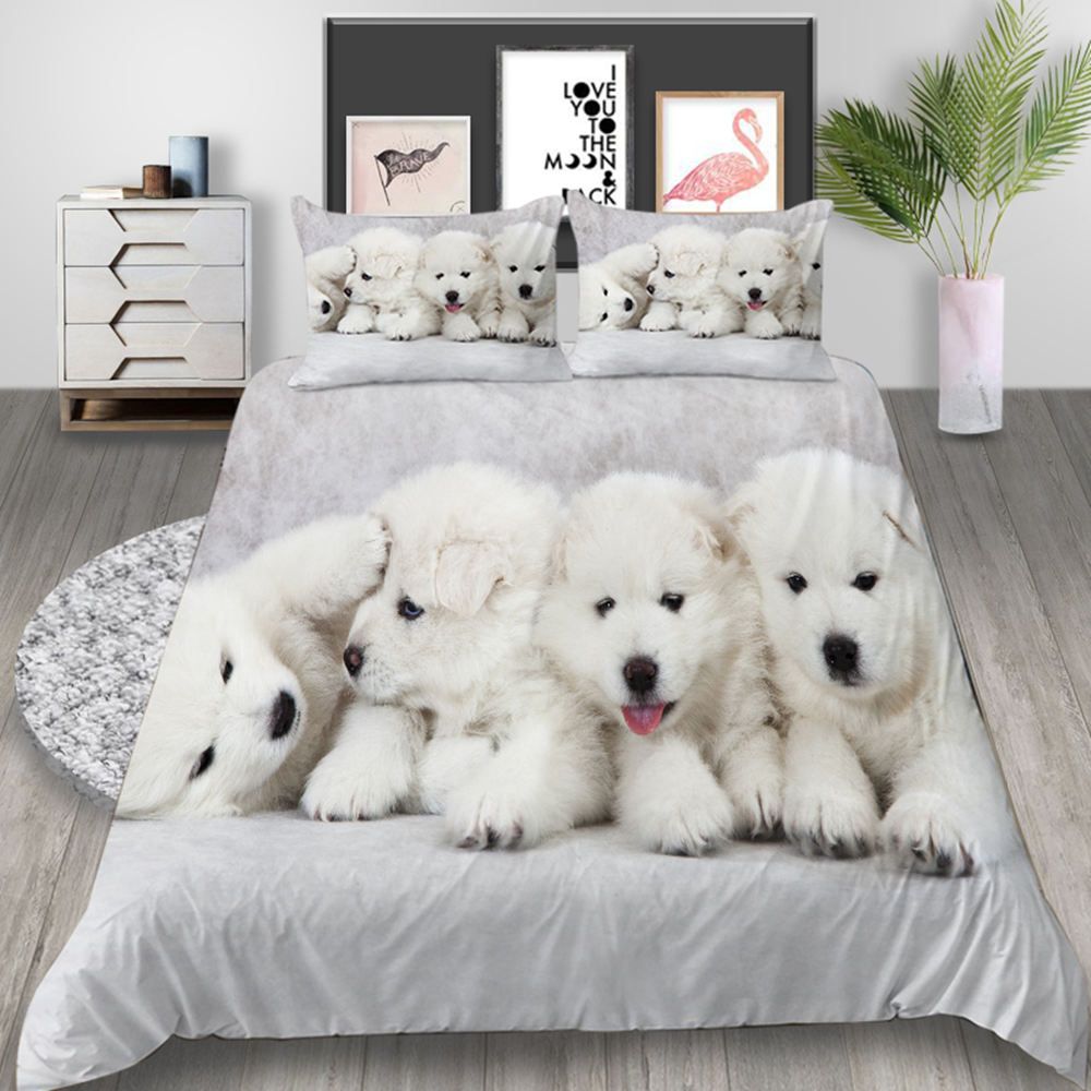 Puppy Printed Bedding Set For Dog Lover Simple Lovely Duvet Cover