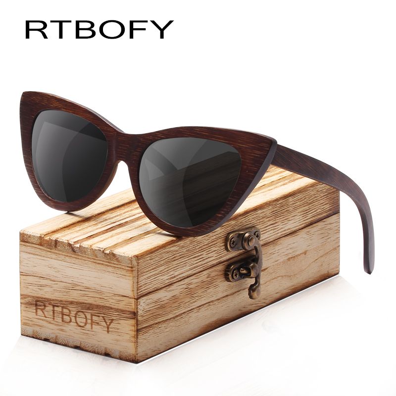 Madera de Bambú con textura de madera auténtica templos redondo para hombre para mujer Gafas de sol UV400