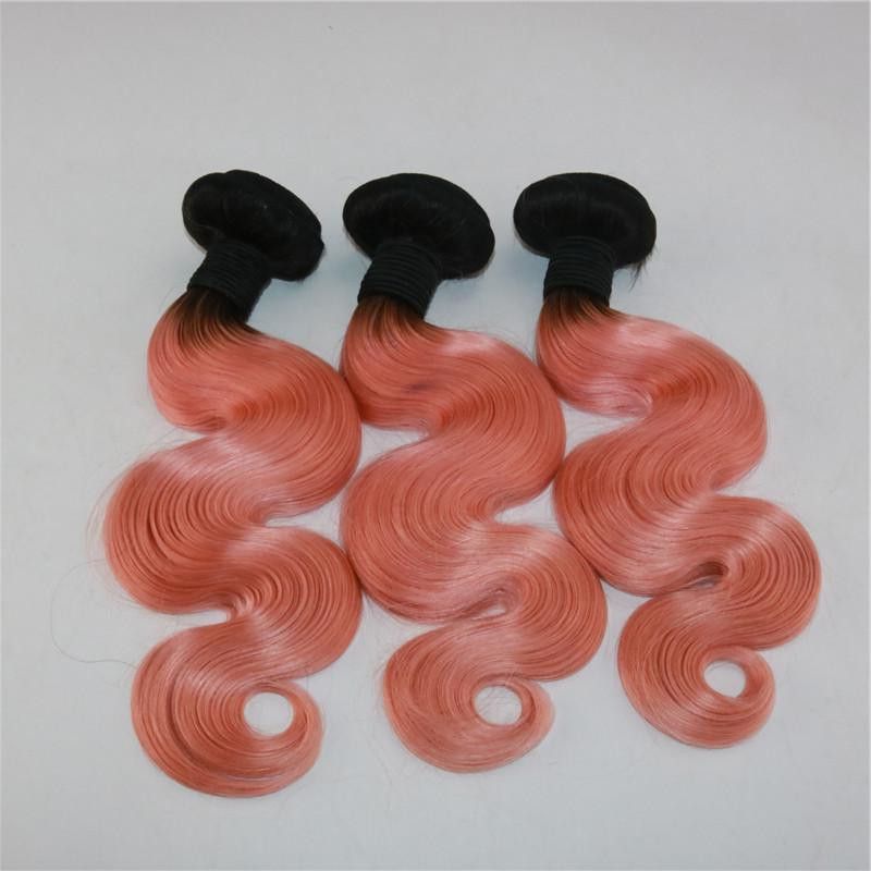 2019 Dark Roots Rose Gold Human Hair Weaves 3 Bundles Human Hair Weaves Body Wave Virgin Malaysian Ombre Hair Extensions For Sale From Ruma Hair