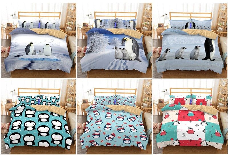Cute Antarctic Penguin Series 3d Lifelike Bedding Set Cute Antarctic Penguin Series