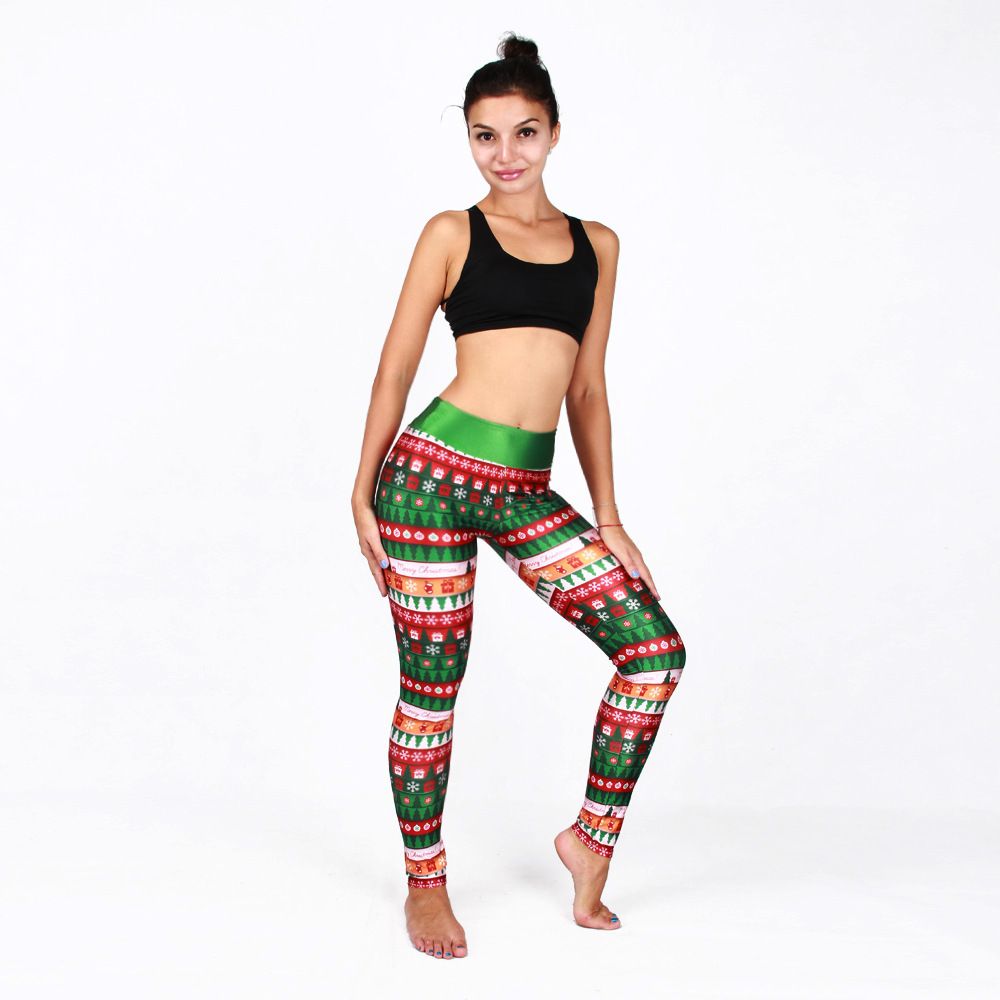 Womens Yoga Pants Purple Plaid Elastic Workout Running Leggings Pants