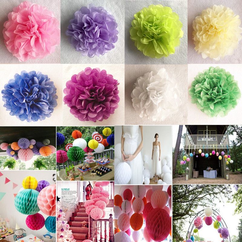 2020 615cm Diy Tissue Paper Flower Lanterns Honeycomb Ball Pompom