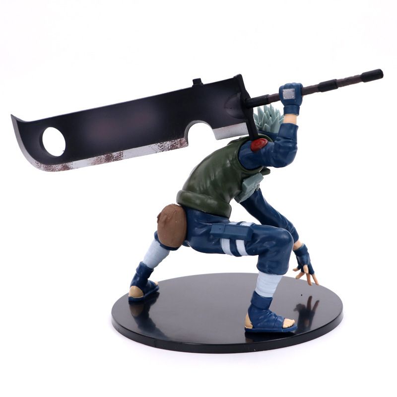FMRXK 14cm Naruto Kakashi Sasuke PVC Action Figure With Knife Fighting Anime  Puppets Toy Model Desk