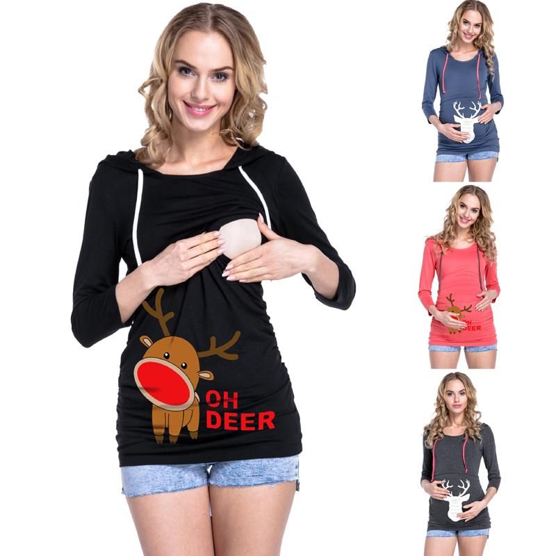 Wholesale Christmas Breastfeeding Clothes For Pregnant Women Tops Nursing  Maternity Feeding Shirts Hooded Long Sleeve Gravidas Tee Top By Cr777 Under  $28.57 | Dhgate.com