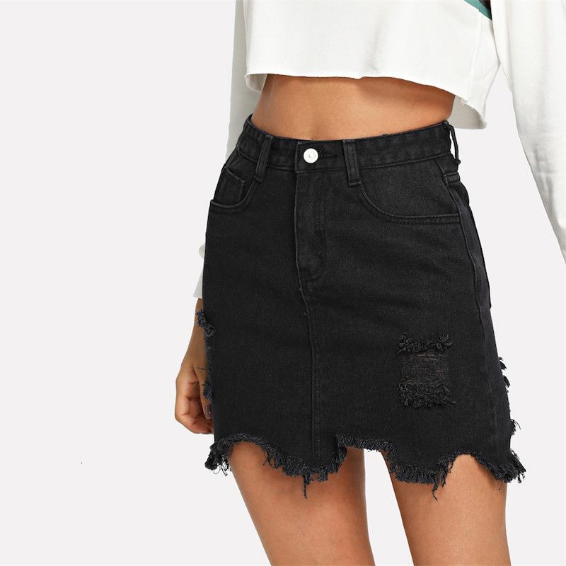 plain black denim skirt