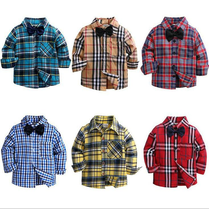 2020 Toddler Kids Baby Boy Top Clothes Long Sleeve Plaid Tops Cotton