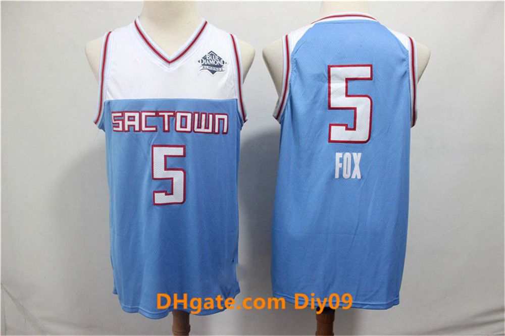 Mens 5 DeAaron Fox City Blue Red Edition ThrowbackSacramentoKings  Jersey Vintage 35 Marvin Bagley III Basketball Jerseys From Oaka, $52.85